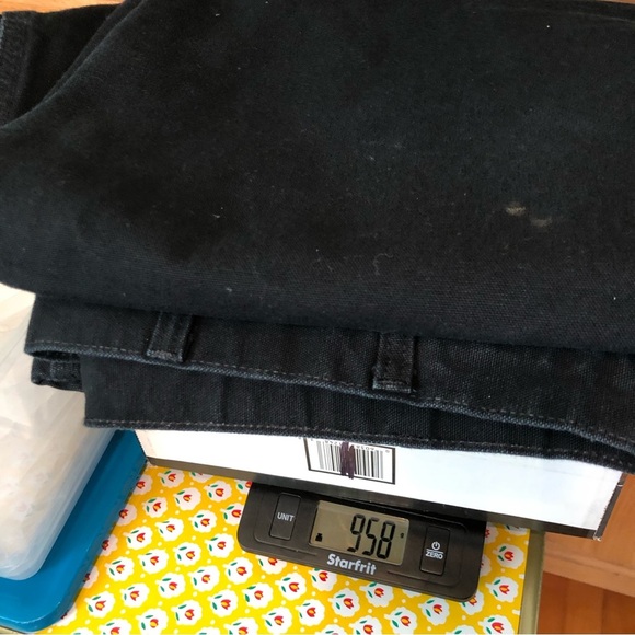 Carhartt Mens Black Denim Work Carpenter Pants Jeans 48x29.5 Dungaree Fit PICS - Picture 11 of 14